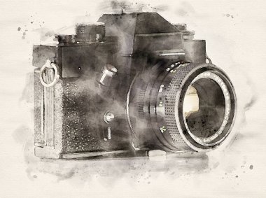 Watercolor analogue camera clipart