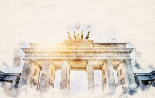 Aquarell brandenburger tor — Stockfoto