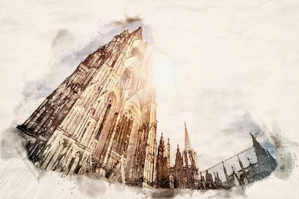 Suluboya Köln Katedrali — Stok fotoğraf