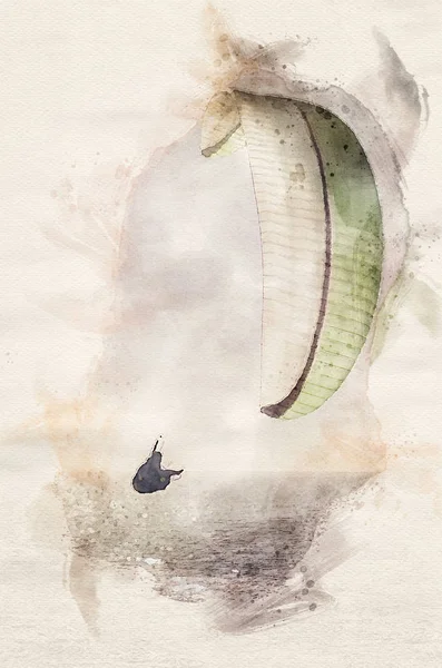 Watercolor Paragliding — Stock Photo, Image