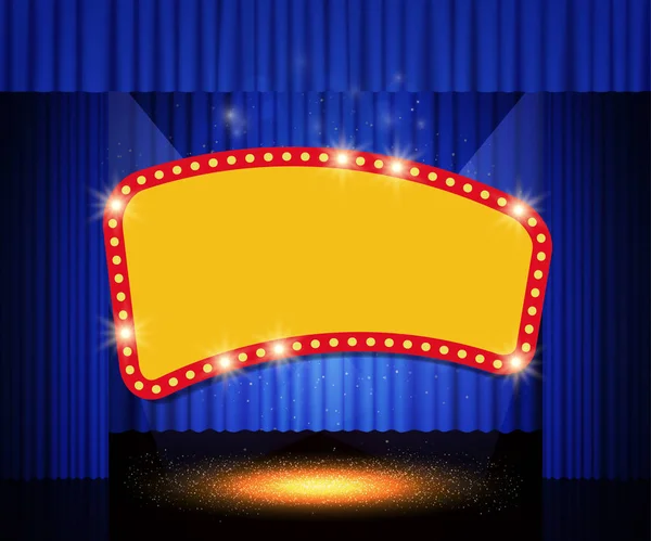 Shining Retro Banner Stage Curtain Vector Illustration — Stock Vector