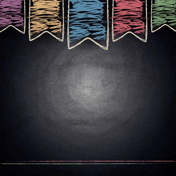 Chalkboard Fundo Com Desenho Bandeiras Bunting Ilustração Vetorial — Vetor de Stock