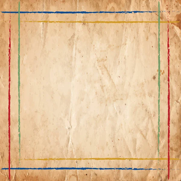 Ретро Винтажные Красочные Линии Границы Старом Бумажном Фоне Векторная Иллюстрация — стоковый вектор