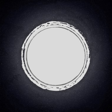 Boş çizim boş yuvarlak çerçeve kara tahta arka plan üzerinde. Vektör çizim