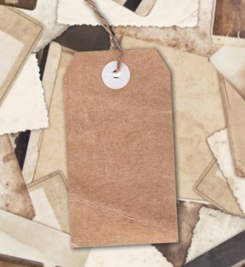 Eski fotoğraf arka plan üzerinde yazıt ile Vintage boş etiket