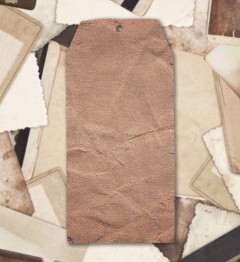 Eski fotoğraf arka plan üzerinde Vintage boş etiket