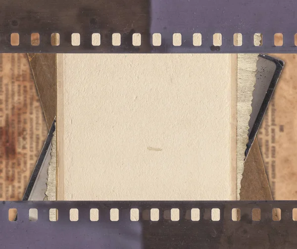 Fond Vintage Avec Vieux Papier Rétro Journal Vieux Film Strip — Photo