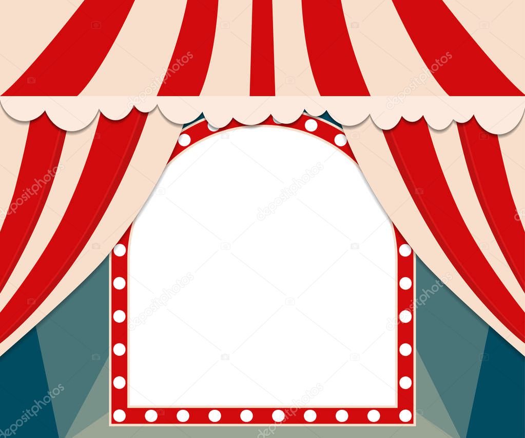 Poster Template with retro circus banner. Design for presentation, concert, show. Vector illustration