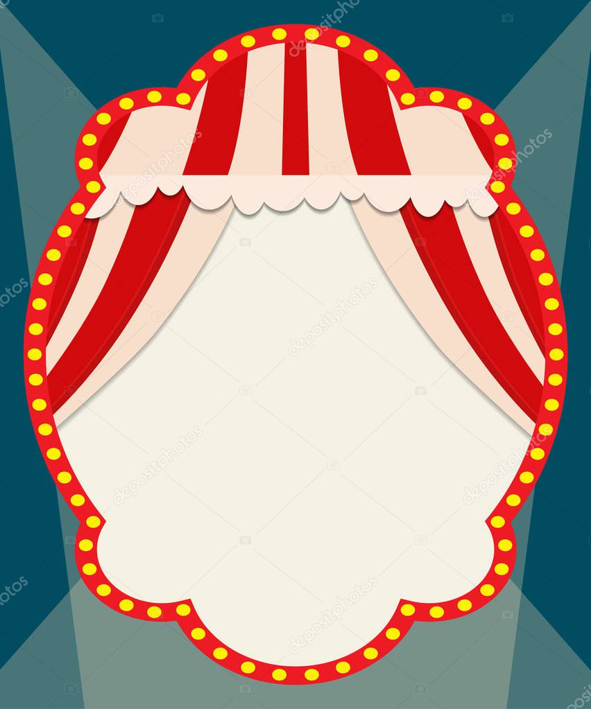 Poster Template with retro circus banner. Design for presentation, concert, show. Vector illustration