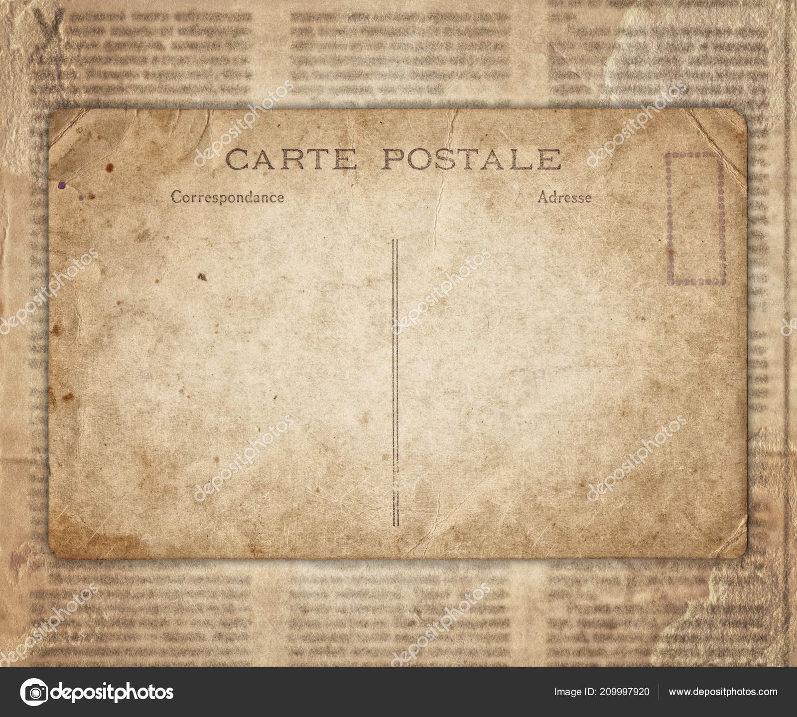 Vintage Postcard Old Newspaper Texture Background Stock Photo by