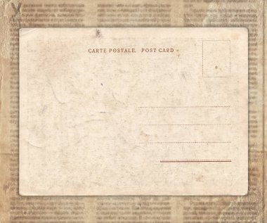 Eski gazete doku arka plan üzerinde Vintage kartpostal