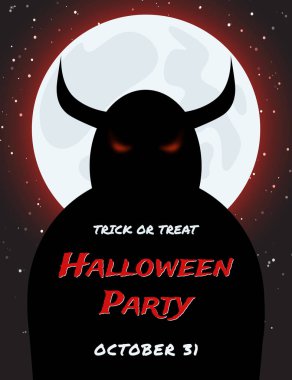 Dolunay ve boynuzlu canavar Halloween geceler arka plan