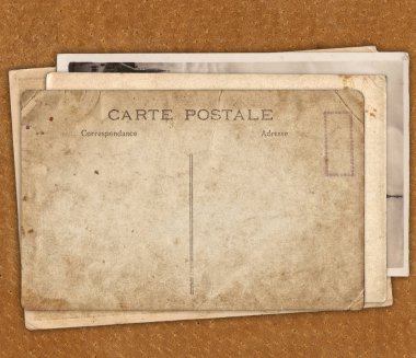 Kahverengi deri doku arka plan üzerinde Vintage kartpostal