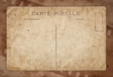 Yaşlı retro kartpostal ve eski film şeridi ile antika arka plan