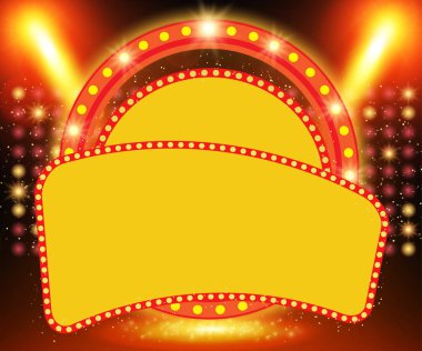 Retro afiş spot etkisi arka plan ile sahnede. Vektör çizim
