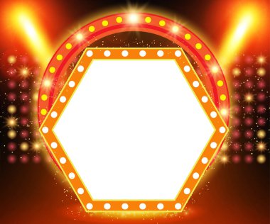 Retro afiş spot etkisi arka plan ile sahnede. Vektör çizim