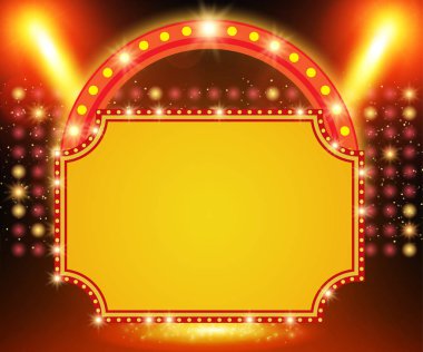 Retro afiş spot etkisi arka plan ile sahnede. Vektör çizim