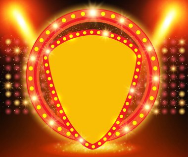 Retro afiş spot etkisi arka plan ile sahnede. Vektör çizim