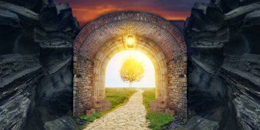 Gizemli kapı giriş Dreams. Yeni hayat ya da başlangıç-kavram