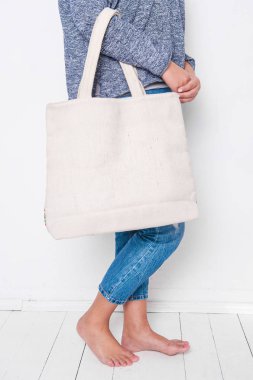 Kadın boş Tekstil ihale kot pantolon. Mockup tasarım için