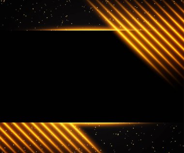 Lüks siyah ve altın arka plan. Tanıtım, konser, gösteri için tasarım. Vektör çizim