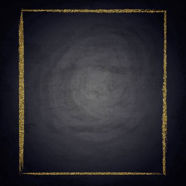 Tebrik teklif kartvizit şablonu. Yazı tahtası üzerinde altın parlayan çerçeve. Vektör çizim