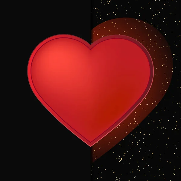 Fondo San Valentín Con Corazón Brillante Textura Negra Lujo Ilustración — Vector de stock