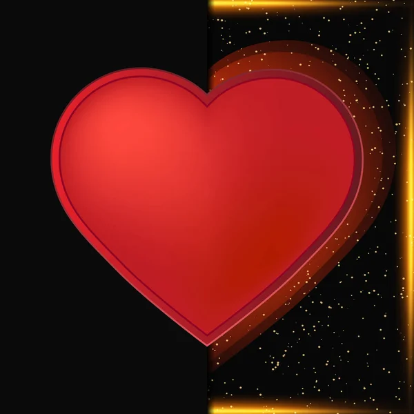 Valentinstag Hintergrund Mit Hellem Herzen Auf Luxuriöser Schwarzer Textur Vektorillustration — Stockvektor
