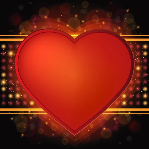 Fondo San Valentín Con Corazón Brillante Textura Negra Lujo Ilustración — Vector de stock