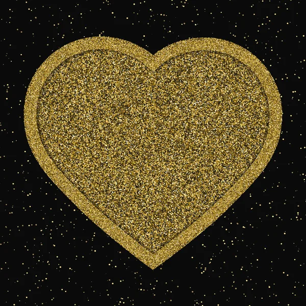 Valentine Day Fundo Com Coração Dourado Textura Preta Luxo Ilustração — Vetor de Stock