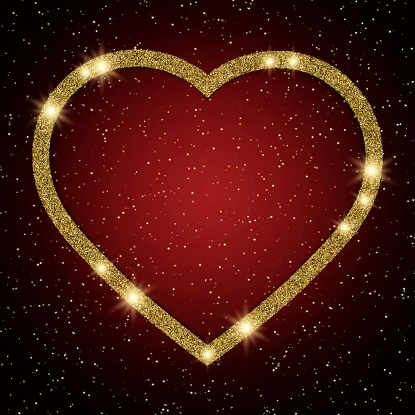 Fondo San Valentín Con Corazón Dorado Textura Roja Lujo Ilustración — Vector de stock