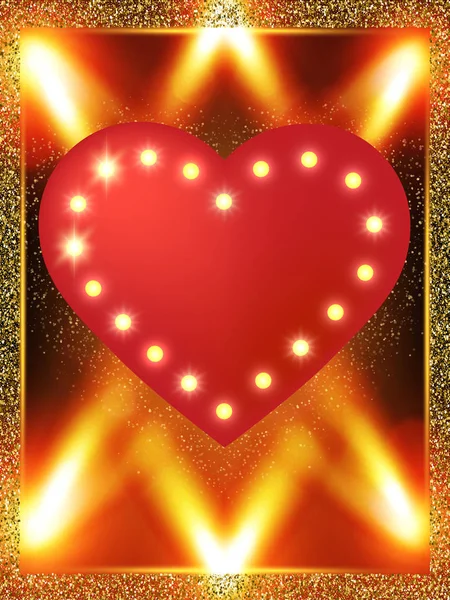 Dia dos Namorados fundo com coração dourado no luxo textur vermelho — Vetor de Stock