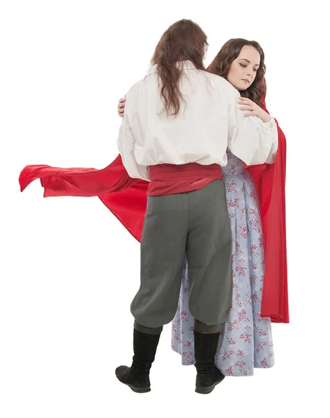 Hermosa pareja mujer y hombre en ropa medieval — Foto de Stock