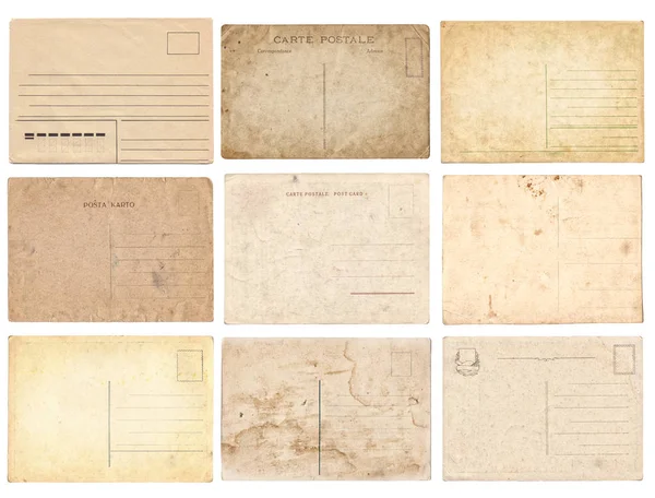 Набор различных старинных открыток, изолированных на белом — стоковое фото