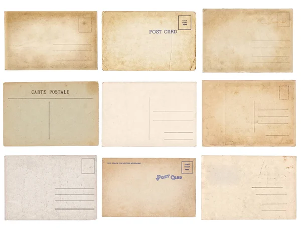 Set de varias postales antiguas aisladas en blanco —  Fotos de Stock
