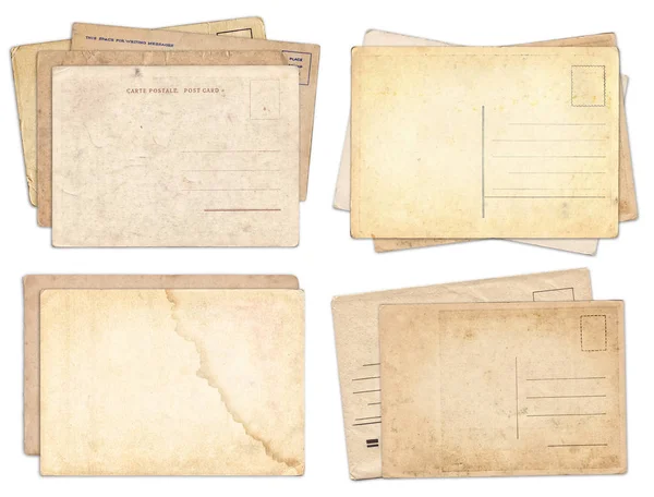 Набор различных старинных открыток, изолированных на белом — стоковое фото