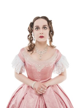 İzole Ortaçağ içinde genç güzel kadın 