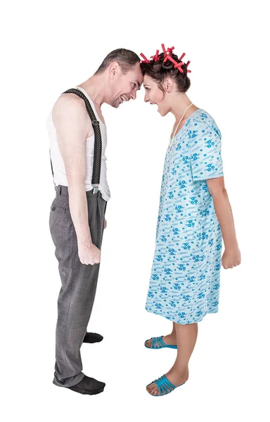 Funny family couple with relationship problem isolated — Stock Photo, Image