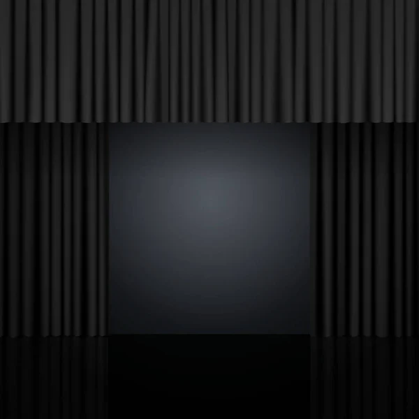 Fondo con cortina negra. Diseño para presentación, concierto , — Archivo Imágenes Vectoriales