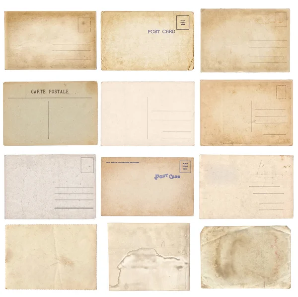 Set de varias postales antiguas aisladas en blanco —  Fotos de Stock