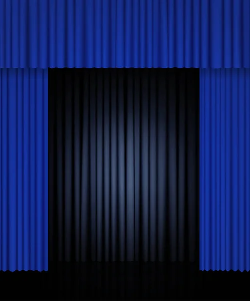 Fundo com cortina preta e azul. Projeto para apresentação , — Vetor de Stock
