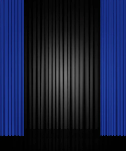 Fundo com cortina preta e azul. Projeto para apresentação , —  Vetores de Stock