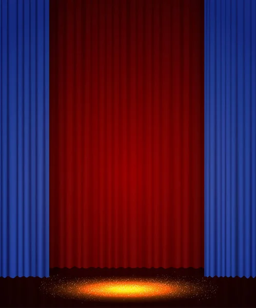 Palco de teatro vazio com cortina. Fundo para o show, presentat — Vetor de Stock