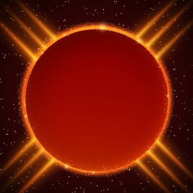 Yuvarlak afiş ile lüks kırmızı ve altın arka plan. Ön tasarım