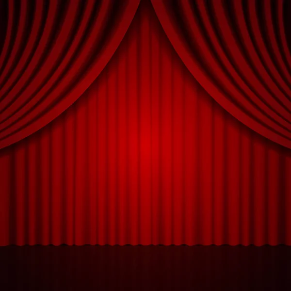 Fondo con cortina de teatro rojo — Vector de stock