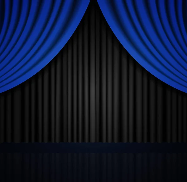 Fondo con cortina azul y negro — Vector de stock