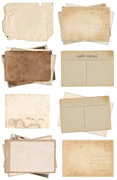 Uppsättning av olika gamla papper och vykort med repor och fläckar — Stockfoto