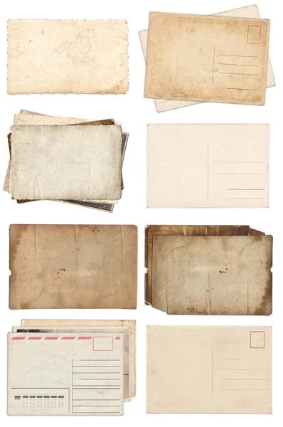Набор различных старых бумаг и открыток с царапинами и пятнами — стоковое фото