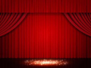 Kırmızı tiyatro perdesi ile arka plan