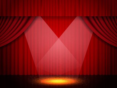 Kırmızı tiyatro perdesi ile arka plan